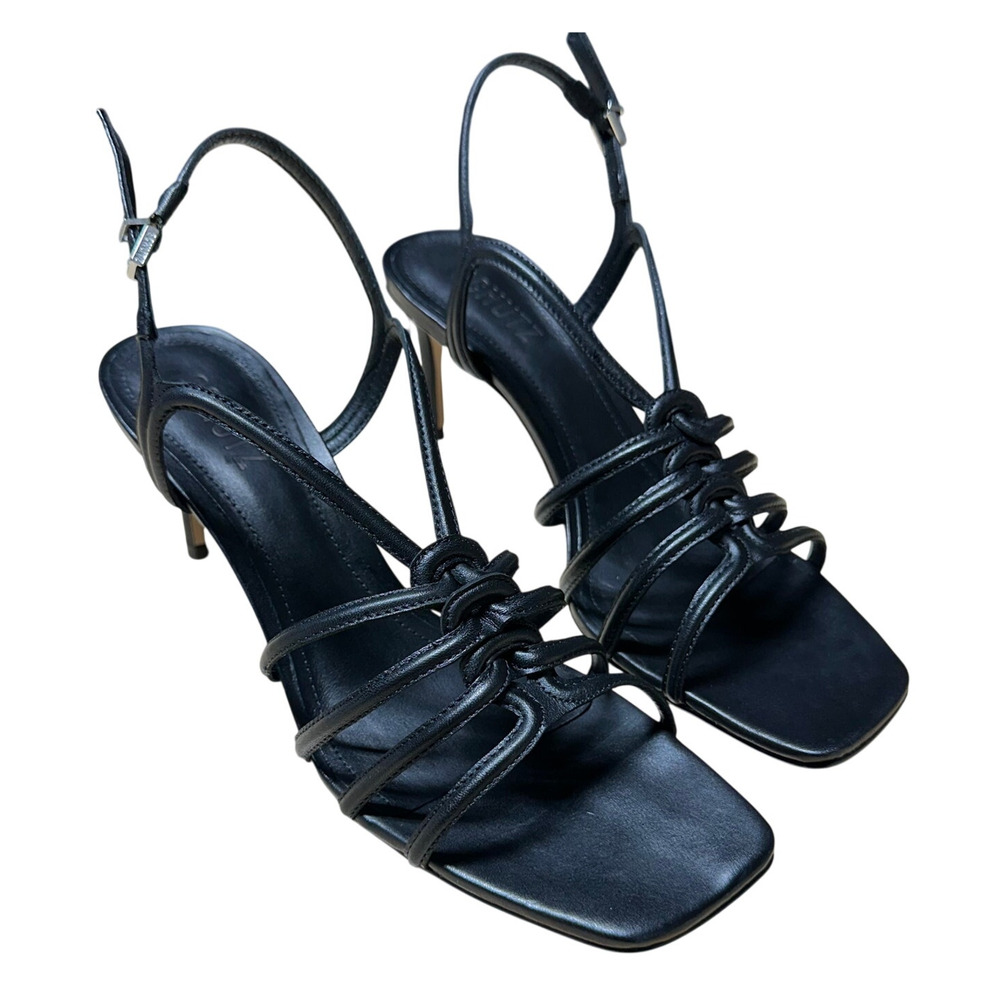 Schutz Leather Adjustable Caged Sandals Octavia Mid Black Women's Size 8B NIB